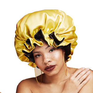 Bonnet de nuit en satin doublé grande taille pour femme, motif imprimé, en soie, vente en gros - Product Image 6