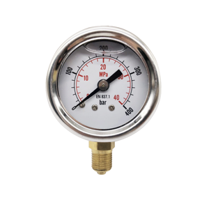 Gemstar GM01SL-R Manomètre à tube Bourdon haute pression en acier inoxydable, rempli de liquide, plage de mesure de -30 psi à 6000 psi - Product Image 2