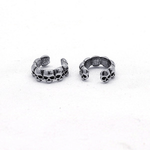 yunnique Skeleton <b>Cuff</b> <b>Earrings</b> 316 Stainless Steel Non Pierced <b>Ear</b> Clips For Men Women Motorcycle Style Jewelry - Product Image 1