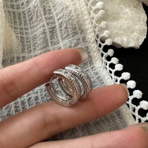 Italian Medieval Style <b>French</b> Retro S925 Pure Silver Diamond Studded Earrings <b>Vintage</b> Retro Zircon Accessories - Product Image 1