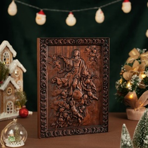 Decoración de pared de madera artesanal Nuestra Señora Asunción Navidad tallada ornamento transfronterizo al aire libre muebles de cine en casa - Product Image 4