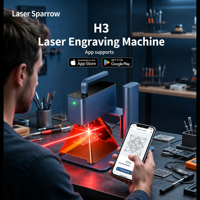 Machine de gravure laser de bureau Laser Sparrow H3 avec contrôle par application pour petites entreprises, bricolage, bambou, carton, feuilles, tissu, revêtement métallique