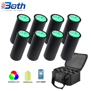 ไฟ LED เอฟเฟค RGBWA UV ขนาด 15W จำนวน 8 ชิ้น พร้อมกระเป๋า  ไฟ Chroma Cannon ขนาดเล็ก ใช้แบตเตอรี่ ไร้สาย สำหรับงานแต่งงานและงานปาร์ตี้ - Product Image 1