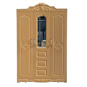 Armadio in Metallo con Motivo Stampato, Guardaroba in Acciaio a 4 Ante, Mobile per Camera da Letto con Specchio - Product Image 3