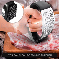 Hete Verkoop 304 Food Grade Roestvrij Staal 2-In-1 Keuken Gadget Knoflookpers & Vlees Chopper Voor Fruit En Groente