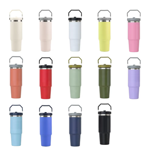 Custom Logo 30oz Insulated Thermal Stainless Steel Tumbler Cute Double Wall Flip Straw Coffee Cups <b>With</b> <b>Lids</b> - Product Image 2