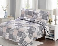 Ensemble de couvre-lit matelassé à ultrasons imprimé, couvre-lit matelassé de luxe imprimé pour toutes les saisons avec couvre-lit et taies d'oreiller