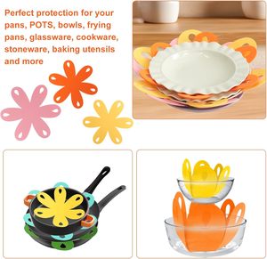 Protections de casseroles et poêles en feutre ajouré, grandes, moyennes et petites tailles, avec séparateurs - Product Image 3