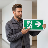 Boîtier de signalisation d'urgence pour sortie de tunnel, batterie LiFePO4, certifié CE CB, visibilité 30M, auto-test, panneau LED fin, IP20, montage en surface