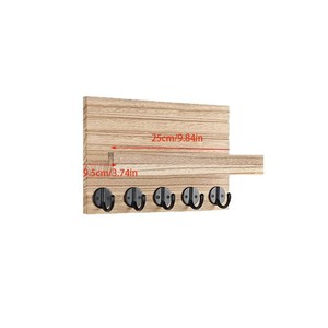 Wooden <b>Key</b> Holder <b>Wall</b> Mounted With Shelf 5 <b>Hooks</b> For <b>Keys</b> And Mail Storage Organizer Rectangle Shape - Product Image 5