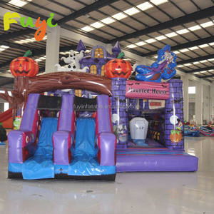 Maison de rebond hantée Offres Spéciales Halloween avec <span class=keywords><strong>toboggan</strong></span> à double face Vente directe d'usine gonflable - Product Image 1
