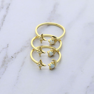 Khuyến Mãi Trang Sức Nữ Bằng Bạc Sterling 925 Trang Sức Tinh Tế Xinh Xắn Mắt Mèo Lửa Màu Trắng Nhẫn Ngôi Sao Mặt Trăng - Product Image 4