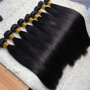 Échantillon gratuit vente en gros de faisceaux de cheveux lisses en os, fournisseur de faisceaux de cheveux humains brésiliens vierges à cuticules alignées