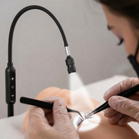 Lampe UV LED blanche pour le durcissement des cils, outil de beauté avec roues en métal et silicone, variateur tactile, tête LED remplaçable, outils pour cils