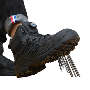 تصميم جديد أحذية السلامة للرجال إصبع القدم الصلب خفيفة الوزن زر دوارة أحذية رياضية الدانتيل الأسود لجميع المواسم-للعمل الصيف/الخريف - Product Image 4