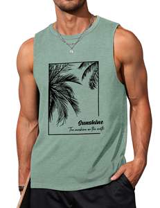 Camiseta sin mangas vibrante para hombre, estilo playero, para verano, tejido de punto transpirable, 100% algodón, para actividades acuáticas y descanso informal - Product Image 2