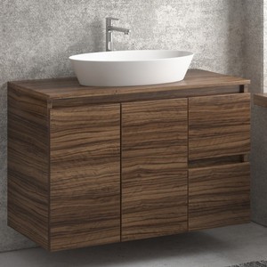 Kamalu TOD-100PS 100cm pensile da parete con due cassetti e due porte per lavandini da bagno - Product Image 1