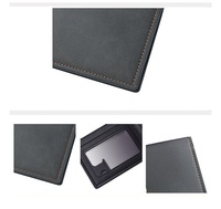 Dompet Kulit PU Murah, Sederhana, Ringan dengan Penutup Terbuka, Desain Logo Kustom, Gaya Vintage, Tempat Kartu Pendek