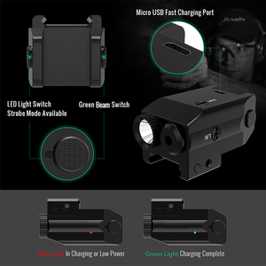 Los mejores accesorios de alcance Linterna LED Combo de haz verde táctico Punto verde con carga rápida - Product Image 4