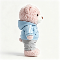 Ours en peluche moelleux avec tenue tendance : sweat à capuche bleu ciel et pantalon gris – Ours en peluche personnalisé