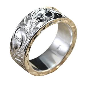 Anello nuziale classico in argento con motivo vegetale, gioielli raffinati unisex H451 - Product Image 6