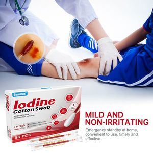 Caja médica de bastoncillos rellenos de líquido de yodóforo desechable para bastoncillos de algodón de yodóforo de 50 piezas - Product Image 6