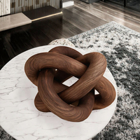 Sculpture de table en bois rustique avec nœuds entrelacés, ornement de bureau pour salon et table basse