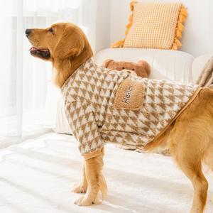 Vêtements pour chien d'hiver automne, motif pied-de-poule, en coton polaire, pour Golden Retriever, Samoyède, classique, XS, chaud pour grand chien - Product Image 1