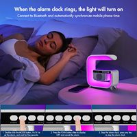 Benutzer definiertes G-förmiges kabelloses Telefon ladegerät mit Lautsprecher wecker Multifunktion schreibtisch RGB-Nacht lampe 15W 6 in 1 kabellose Aufladung
