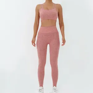 2024 nuevo Stock llegada desnudo cintura alta Butt Tummy Control Fitness conjuntos de Yoga sin costuras desgaste conjunto pantalones para mujeres