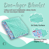 Couette personnalisée à pois en polyester Couverture pour bébé en bambou et minky Double couche Couvertures molletonnées pour nouveau-né