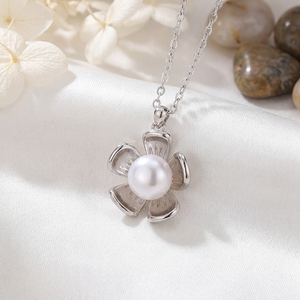 Collier en argent S925 avec perle d'eau douce, pendentif en forme d'éventail pavé de CZ, bijoux élégants, cadeau de mariage pour femmes - Product Image 2
