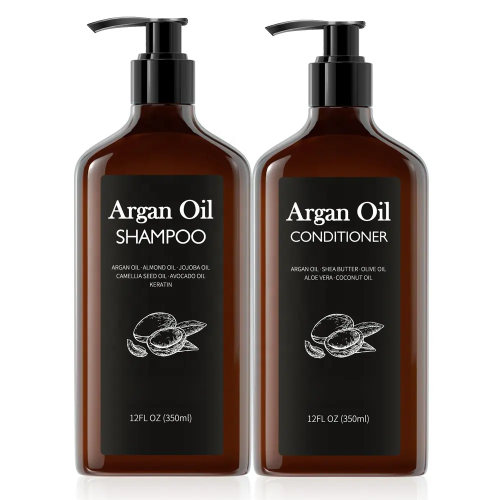 Champú de aceite de argán para limpieza profunda, sin sulfato, champú para el cabello, sin parabos, Etiqueta Privada