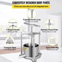 Fruit Cider Grinder 3L/6L Roestvrijstalen Vaten Handmatige Persmachine Sapbereiding Wijnpers Sinaasappel Groenten Hoge Stijfheid