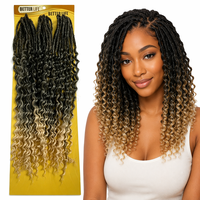 Treccine all'uncinetto pre-annodate Ombre Water Wave Bohemian, 24 pollici, morbide extension di capelli sintetici ondulati per donna, per uso quotidiano e vacanze