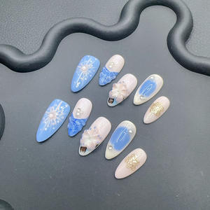 เล็บปลอมแบบกดติดลายดาวสไตล์ฝรั่งเศสสีขาวคุณภาพสูงขายดี วัสดุ ABS ยี่ห้อ Lunanail 10 ชิ้น - Product Image 2