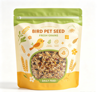 Sachet personnalisé pour aliments pour oiseaux, emballage de graines pour perroquets, pochette à fermeture éclair verticale haute barrière, sac d'emballage pour aliments pour animaux de compagnie