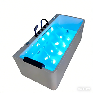 Baignoire rectangulaire HG en acrylique blanc avec massage par remous, cascade, <span class=keywords><strong>jacuzzi</strong></span> extérieur, spa, bain à remous avec robinet et bain froid - Product Image 5