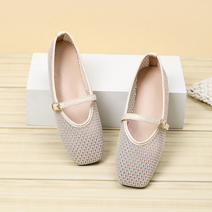Zapatos Planos de Mujer con Malla Transparente Estilo Mary Jane 2026, Zapatos de <span class=keywords><strong>Ballet</strong></span> con Punta Cuadrada a la Moda, Zapatos Planos con Correa Ajustable en el Tobillo - Product Image 5
