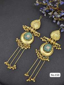 Pendientes Tradicionales de Latón Chapado en Oro Estilo Kashmiri, Diseño Elegante en Forma de Lágrima, Hechos a Mano con Circonita, para Mujer, Bodas y Fiestas - Product Image 2