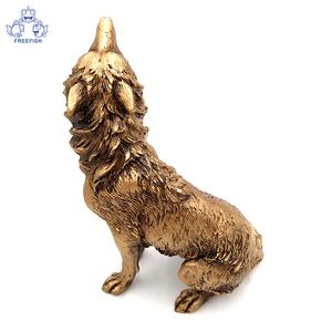 Statue de loup bronzé au sol, Figurine décorative, zèbre, animaux de la vie sauvage, pour cabine rustique, <span class=keywords><strong>Totem</strong></span> intelligentes, cadeau d'art à collectionner - Product Image 3