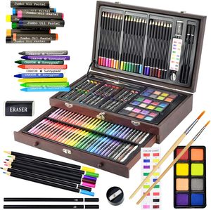 ชุดวาดภาพระบายสีสำหรับเด็ก 143 ชิ้น พร้อมกล่องไม้สุดหรู สำหรับขายส่ง - Product Image 1