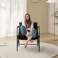 Fauteuil inclinable en velours noir de style européen moderne pour salon, chambre, appartement, hôtel et usage extérieur