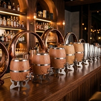 Distributeur de vin rétro en acier inoxydable effet bois avec robinet, fût de bière ou de jus style chêne vintage avec support pour bar et fête