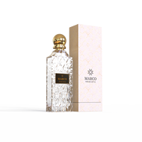 Flacon de parfum vide carré de 200 ml, coupe losange, rechargeable, personnalisé, avec bouchon à bille doré et boîte d'emballage – Vente en gros