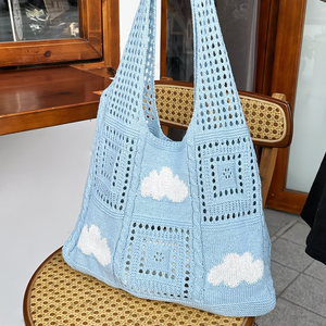Borsa a Spalla Estiva in Stile Coreano con Motivo a Conchiglia all'<span class=keywords><strong>Uncinetto</strong></span>, Resistente, per Spiaggia e Vacanze, Borsa Portatile per lo Shopping - Product Image 3