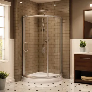 Puerta de ducha corredera de vidrio templado para baño sin marco más popular