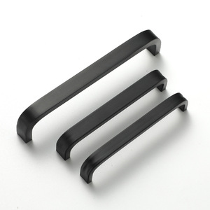 U Shaped Aluminum Alloy Cabinet Handle Matte <b>Black</b> 96 Hole Drawer Wardrobe Door Handle Minimalist Design Durable - Product Image 3