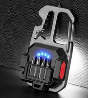 Senter Gantungan Kunci Hiking Outdoor Multifungsi Mini LED Pembuka Botol Senter Saku USB