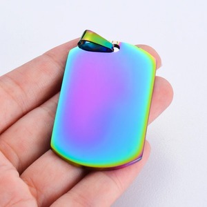 Pendentif rectangulaire vierge en acier inoxydable pour carte d'identité de chien, 7 couleurs, accessoires de bijoux gravables pour l'identification DIY, vente en gros - Product Image 5